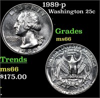 1989-p Washington Quarter 25c Grades GEM+ Unc