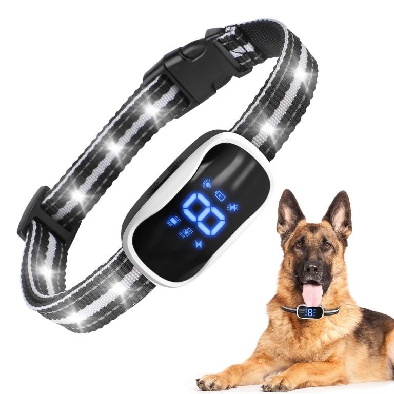 OF3841  PcEoTllar Dog Bark Collar with LED - White