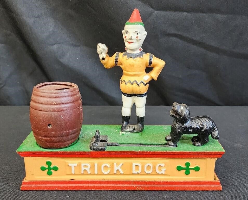 Cast Iron Trick Dog Mechanical Bank-WORKS