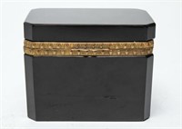 French Opaline Black Glass & Ormolu Trinket Box