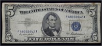1953 A $5 Silver Certificate Nice Note