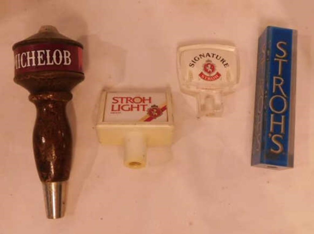 4 beer tapper handles: Michelob - 3 Stroh's
