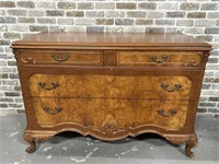 Antique Burled Wood Buffet w/ Dovetail Styling