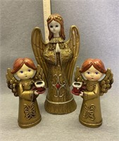 Vintage Chalkware Christmas Angels Japan