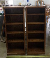 2-Solid Oak Bookcases 24w x 60"t x 12"d