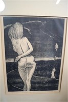 Etching of nude titled "Once upon a time"