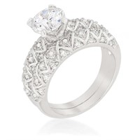 Glamorous 2.15ct White Sapphire Ring Set