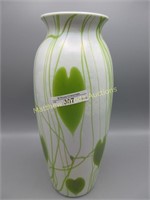 Imperial Freehand 11" opal vase w/ orange Heart &