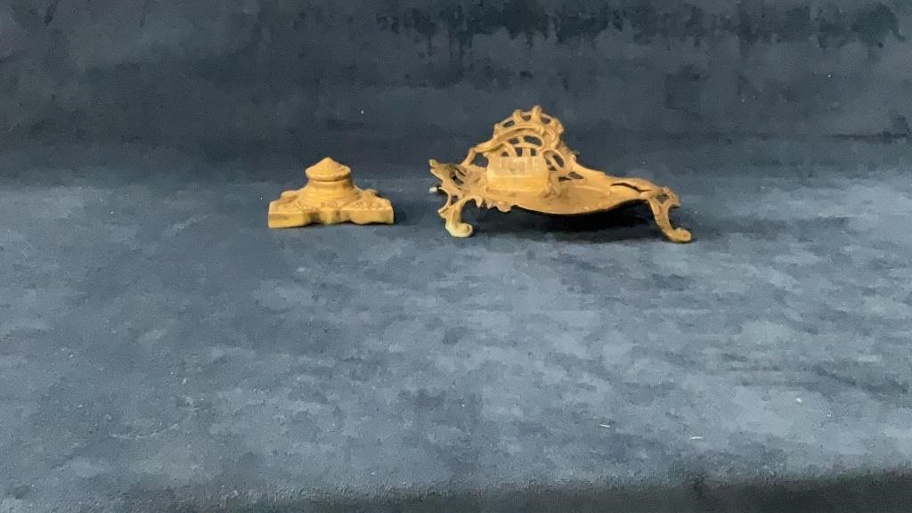 2 brass ink wells