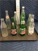 Collectible Glass Soda Bottles Lot of 8 Coke