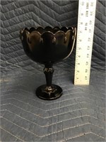 Magnificent Black Glass Goblet / Vase Footed Base