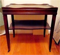 LEATHER TOP END TABLE CIRCA 1940'S-15" X 23" X 23