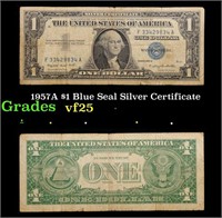 1957A $1 Blue Seal Silver Certificate Grades vf+