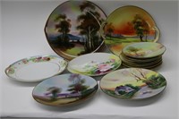 LOT OF 13 NIPPON HAND PAINTED PLATES