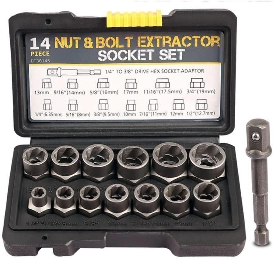 NEW / 14Pcs Impact Bolt & Nut Remover Set,