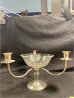 Vintage Silver Plated Epergne Candelabra w/Crystal