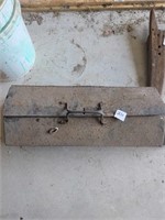 metal tool box with sockets and tools