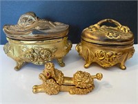 Vintage rose jewelry boxes & poodle trinket box