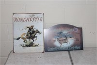 2 Pc Lot: Winchester Metal and Remington Signs