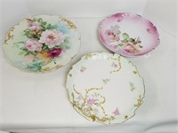 3 Large Vintage Handpainted Plates