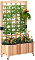 ULN-SogesPower Raised Garden Bed with Trellis,Outd