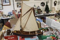 Wooden Gaff rig model boat.