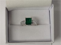 Ladies Amazing 18k white gold Custom made Emerald