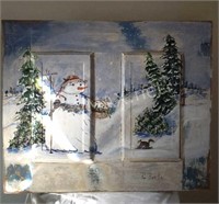 Christmas Snowman Faux Painting Cabinet Door