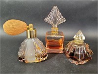Three Vintage Glass Perfume Bottles