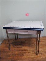 Very Nice Vintage Enamel Top Table 25x40 - 45x40