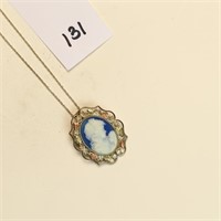 Sterling silver and 12K gold cameo pendant/brooch