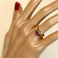 10K gold red stone ring