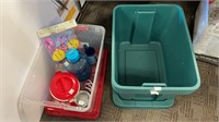 (4) storage totes with lids, Easter cookie cutter