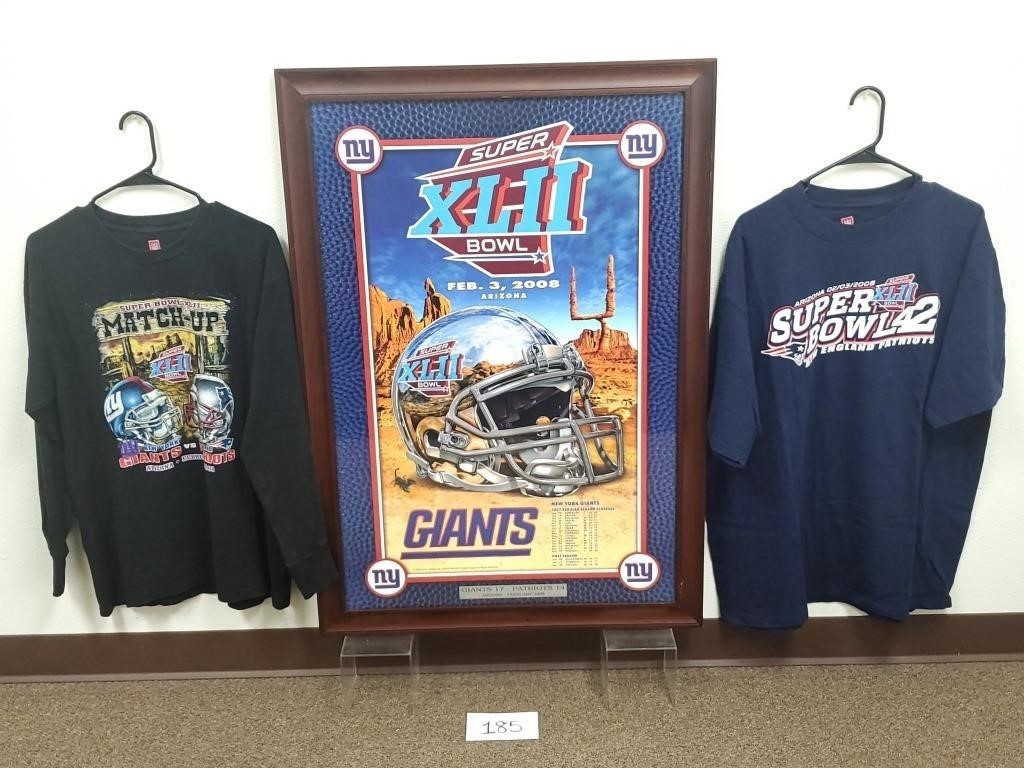NY Giants Super Bowl Poster & 2 Shirts (No Ship)