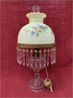 Oil lamp with Hand painted  Bristol shade,