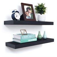 Black Floating Shelves, 8 Inch Deep Shelves for