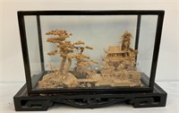 Carved Oriental Scene With Display Case