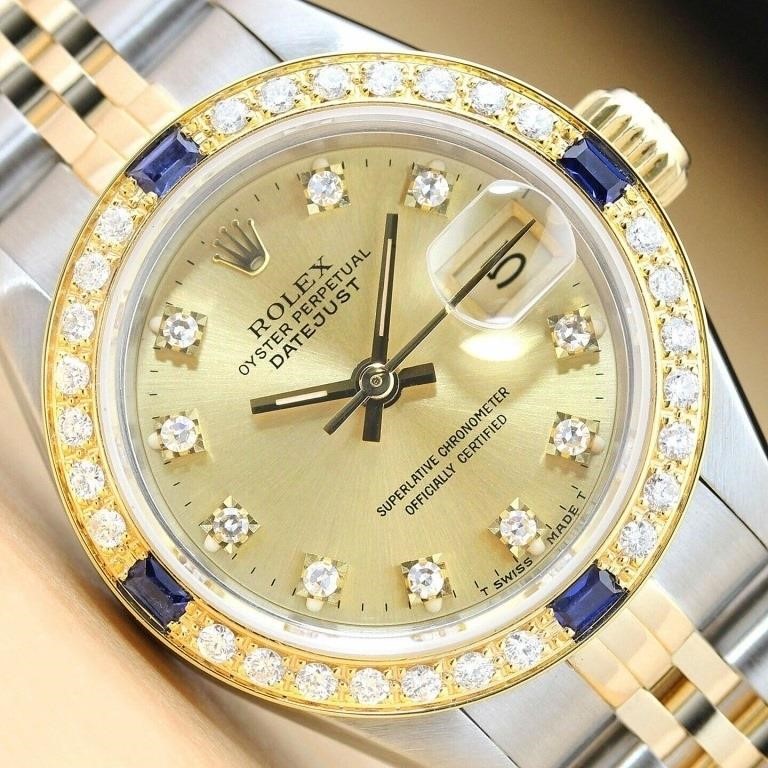 Rolex Ladies Datejust Sapphire Diamond Watch