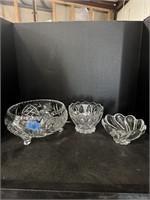 Lead Crystal Bowls- Large Bowl Has Small Chip