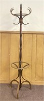 Wood Center Spindle Hall Tree Coat Rack