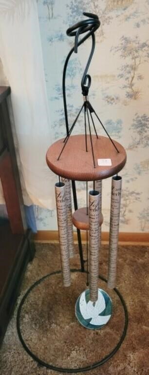 WIND CHIMES W/DOVE STAINED GLASS AND WROUGHT IRON