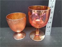 Carnival Glass Goblets 1 Crackle & 1 Butter Milk