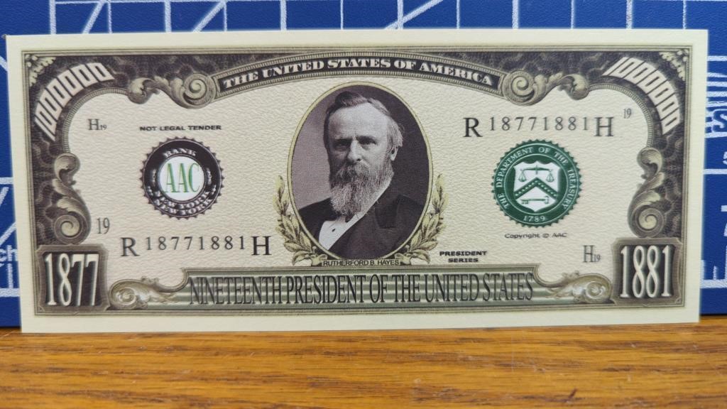 Rutherford b. Hayes 19th president million dollar