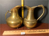 Footed Brass & Copper Pitcher & Ewer