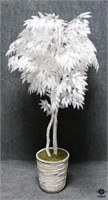 Artificial White Ficus Tree In Basket