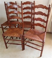 4pc Ladder Back Rush Seat Chairs