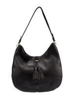 Kate Spade Blk Leather Tassel Accents Shoulder Bag