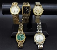 5 GOLD TONE MEN'S WATCHES