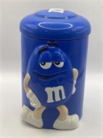 M&M Blue Cookie Jar Canister Vase Candy Mars