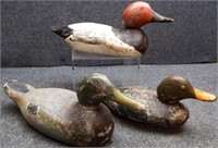 (3) Antique Hand-Carved Painted Wooden Duck Decoys